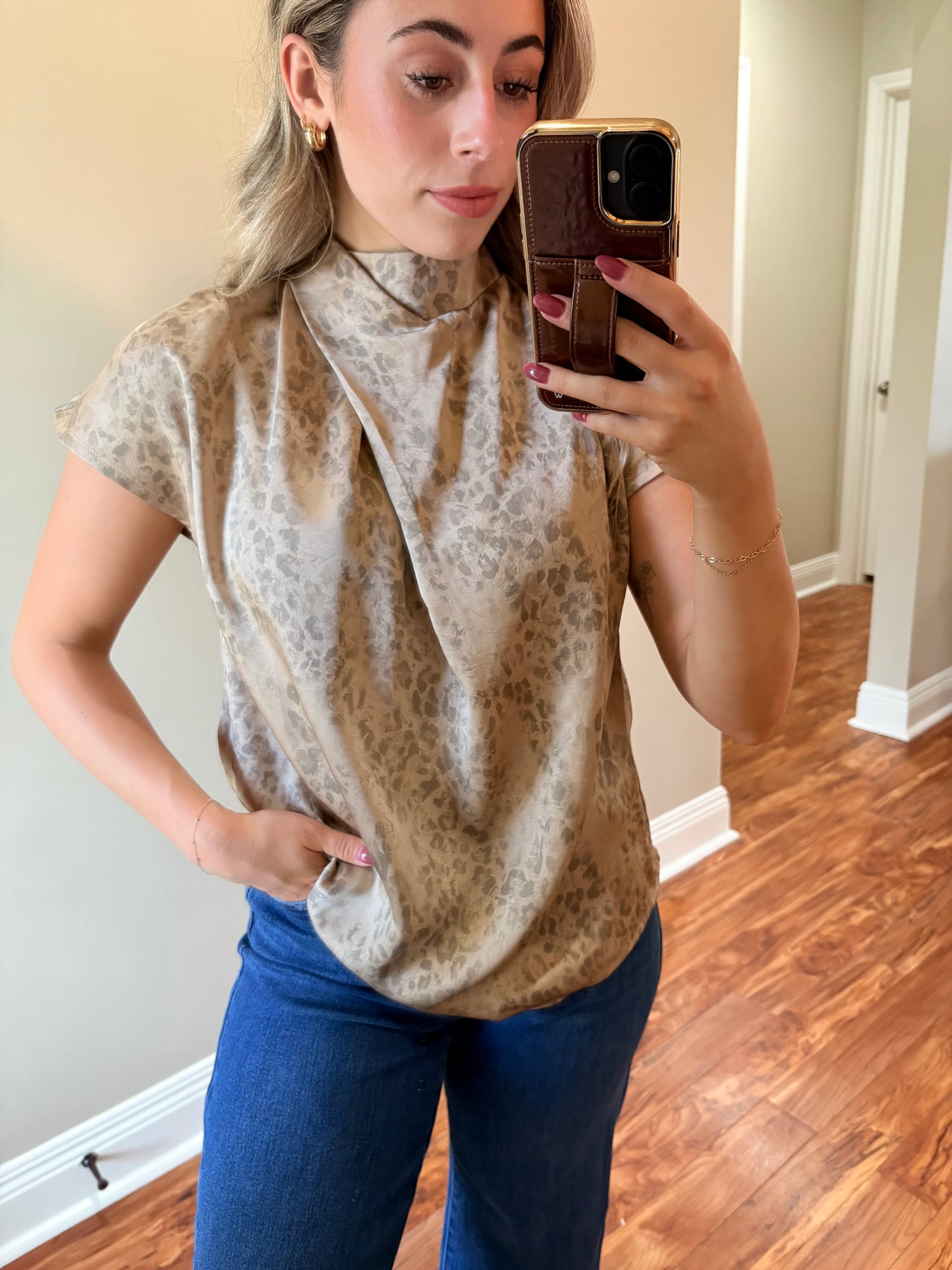 Taupe Printed Blouse