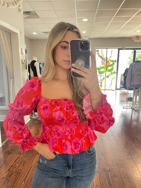 Red & Pink Blouse