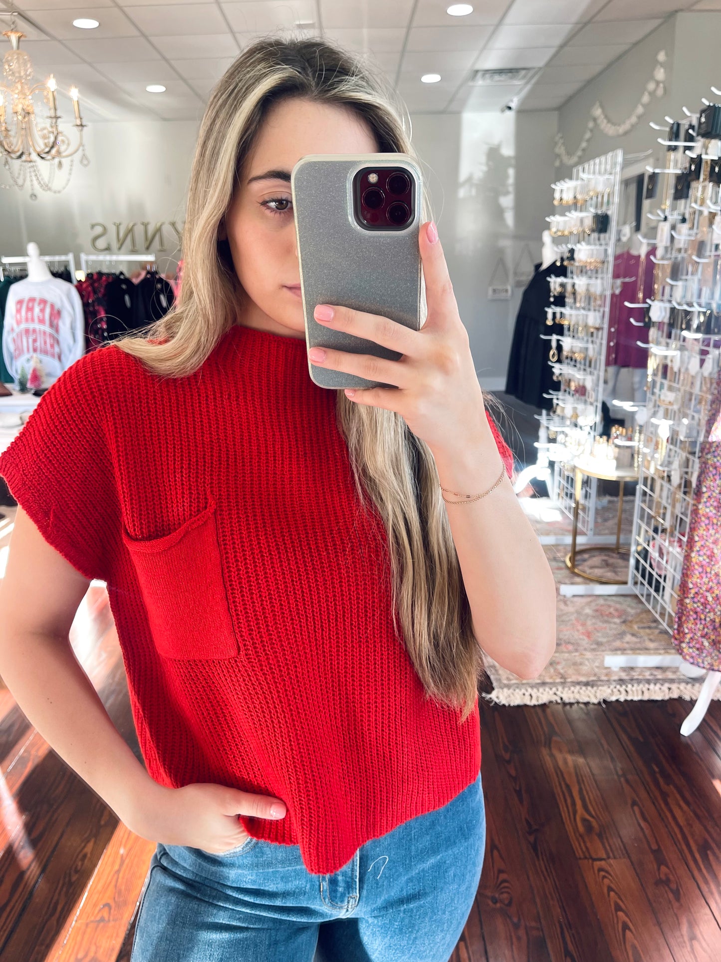 Red Sweater Top