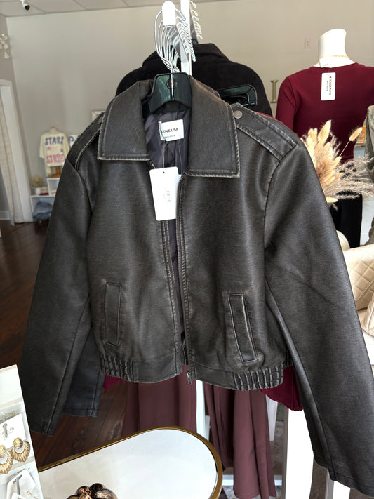 Crop Leather Jacket