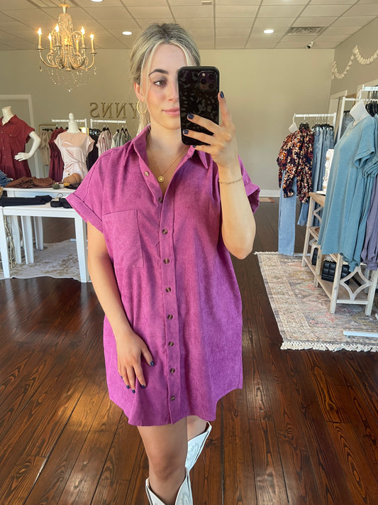 Orchid Corduroy Dress