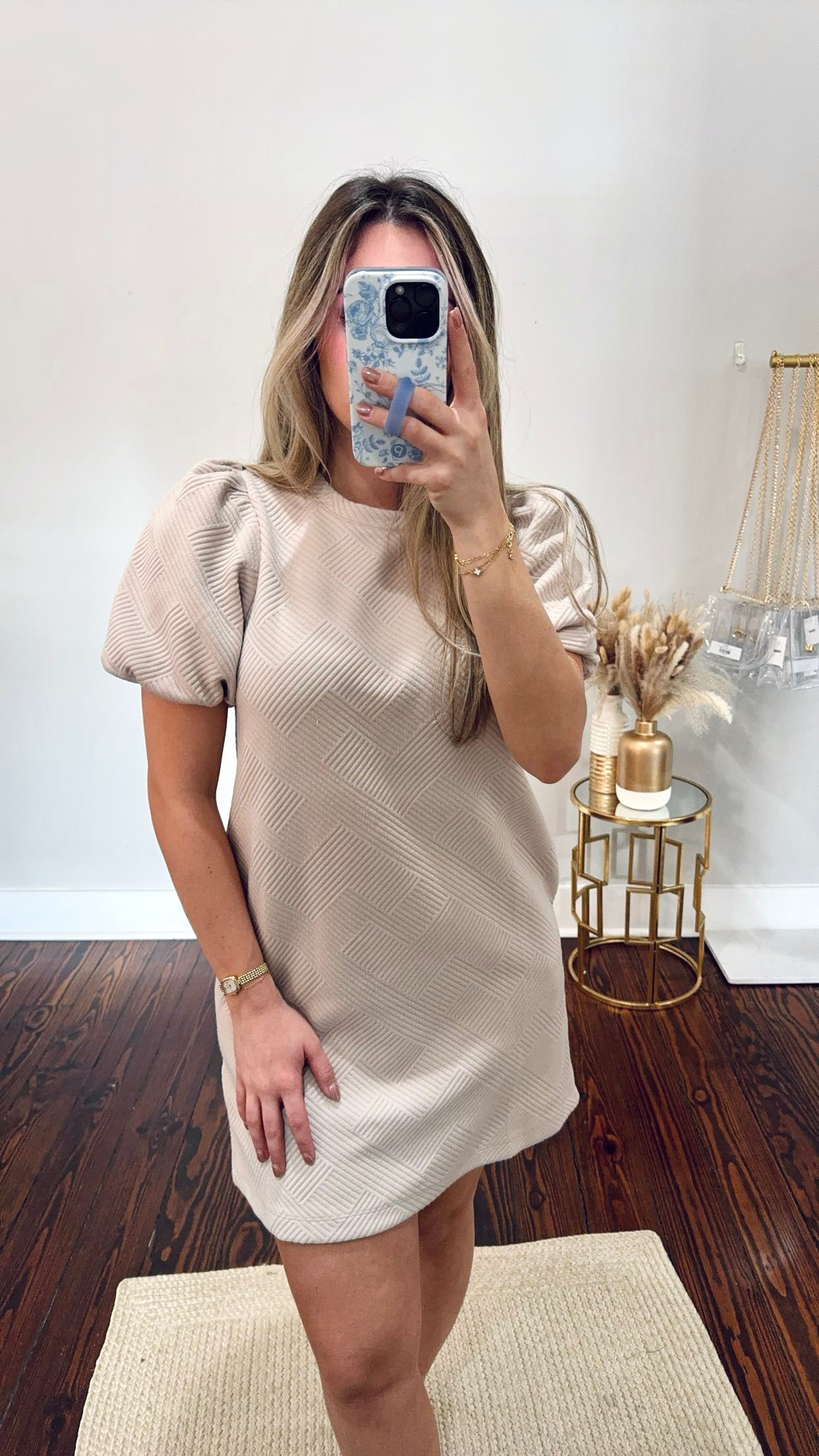 Cream Textured Dress