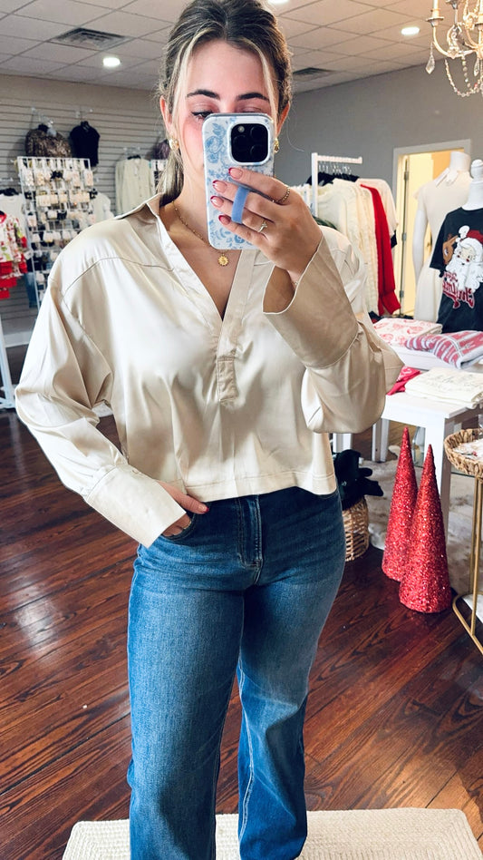 Champagne Cropped Blouse