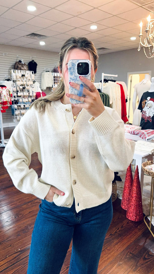 Cream Button Cardigan