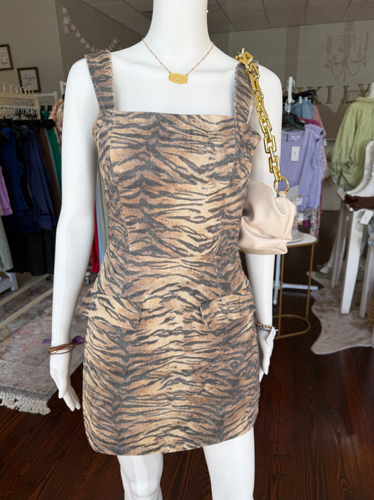 Tiger Print Denim Dress