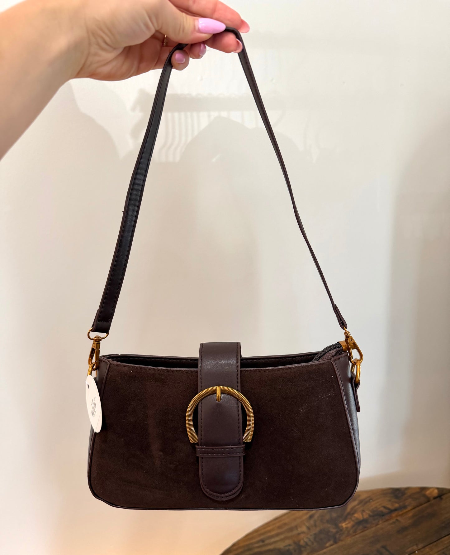 Suede Buckle Bag