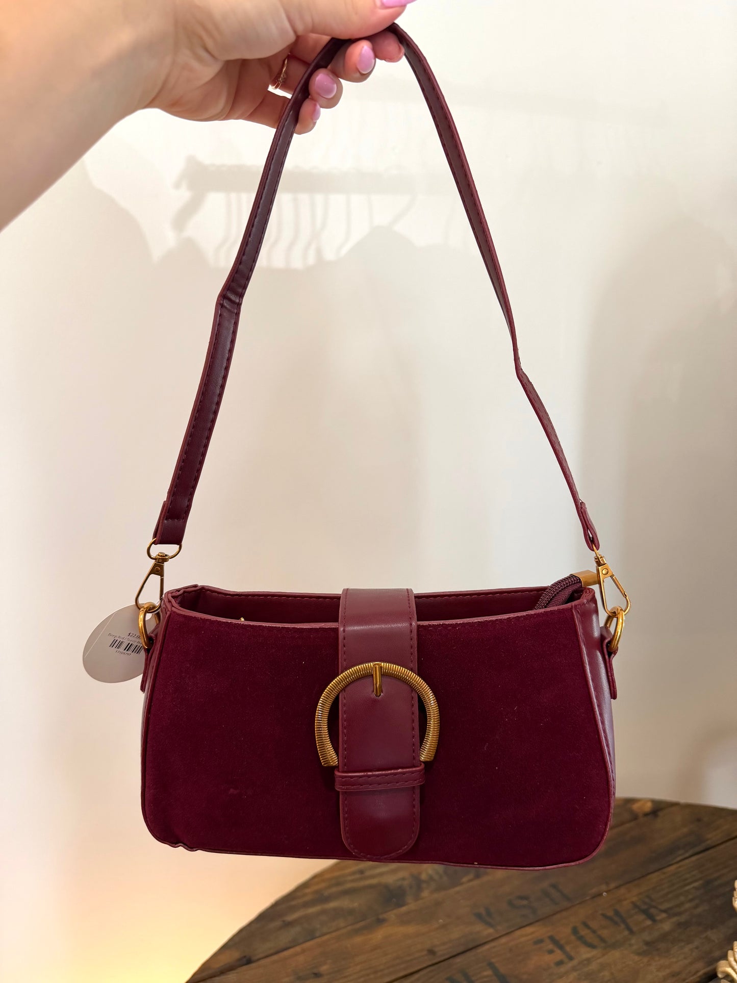 Suede Buckle Bag
