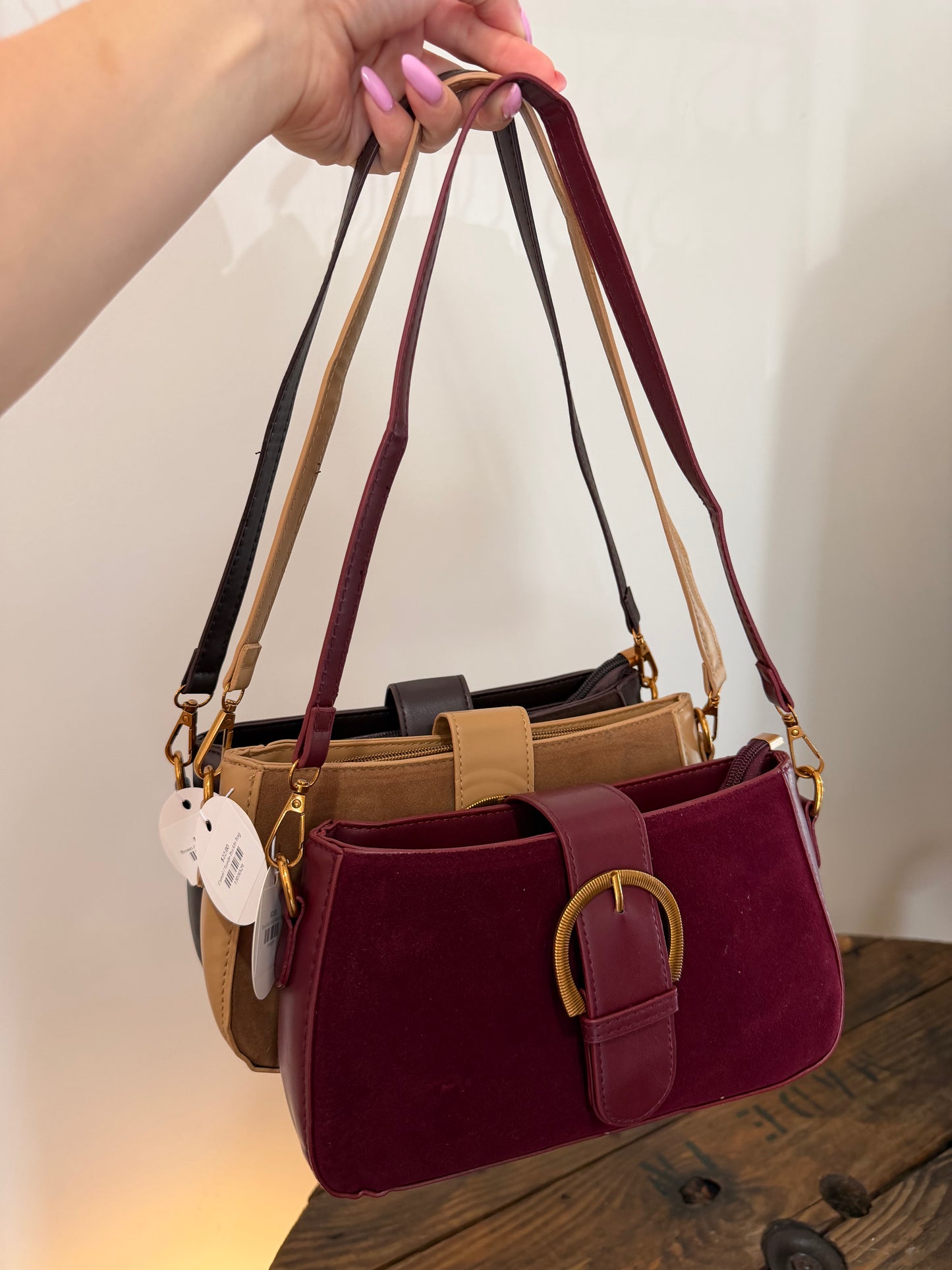 Suede Buckle Bag