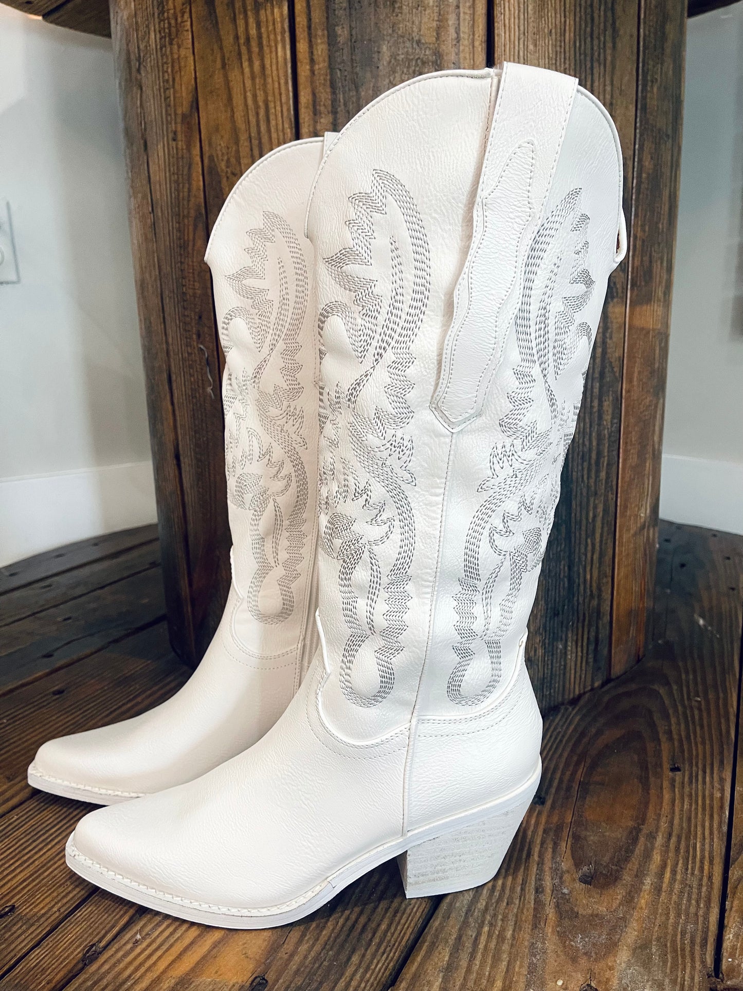 White Western Boot