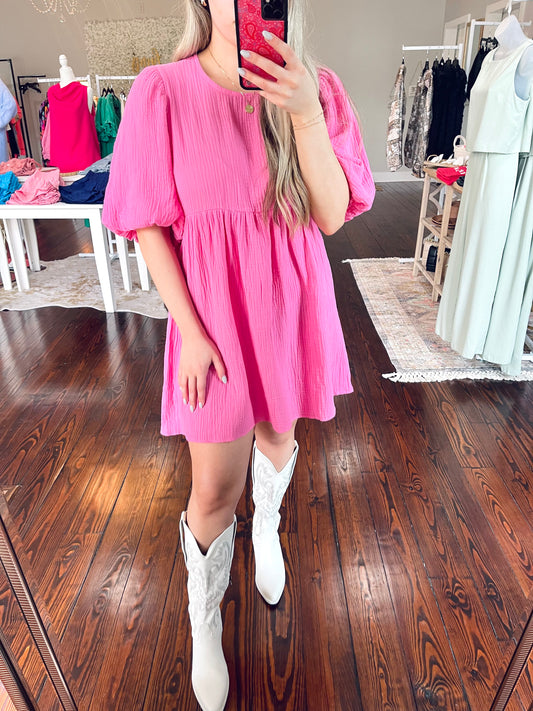 Pink Babydoll Gauze Dress