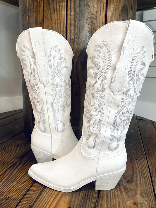 White Western Boot