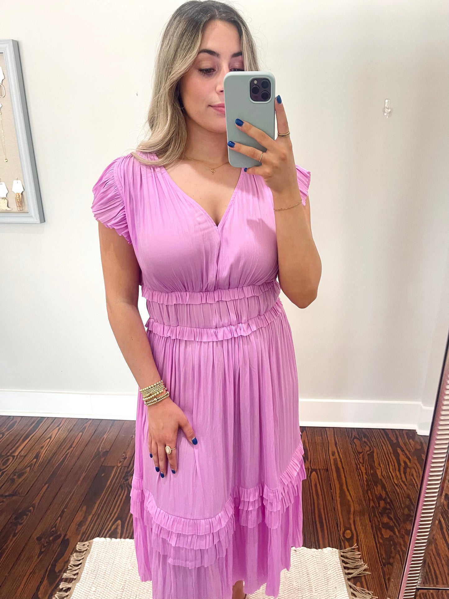 Orchid Pink Ruffle Dress