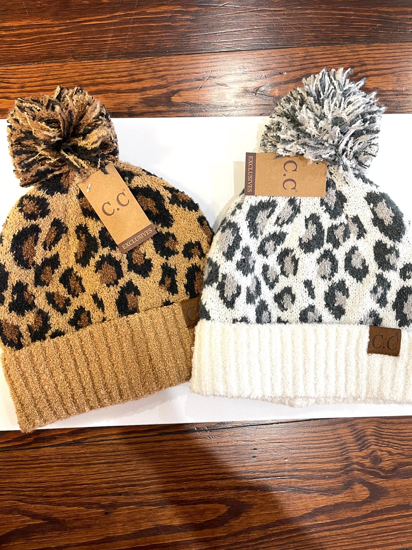 Leopard Pom Pom Beanie