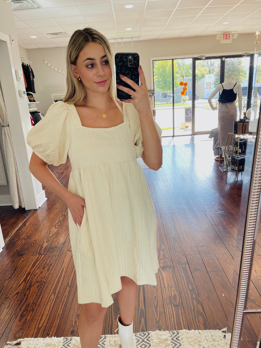 Cream Puff Sleeve Dress