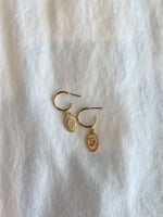 Gold Oval Pendant Earrings