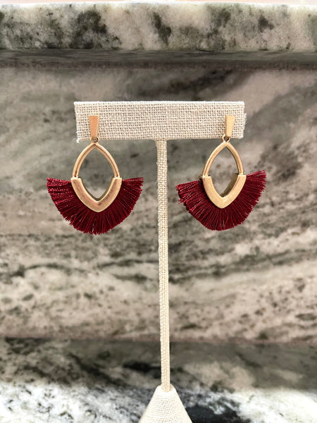 Deep Red Tassel Earrings