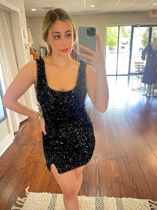 Black Sequin Dress