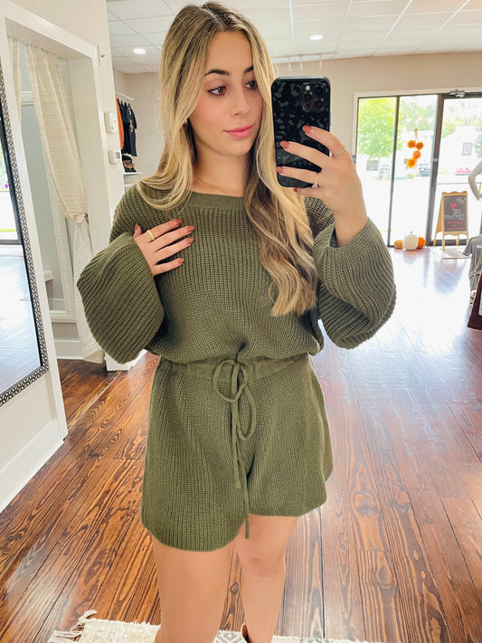 Olive Knit Romper