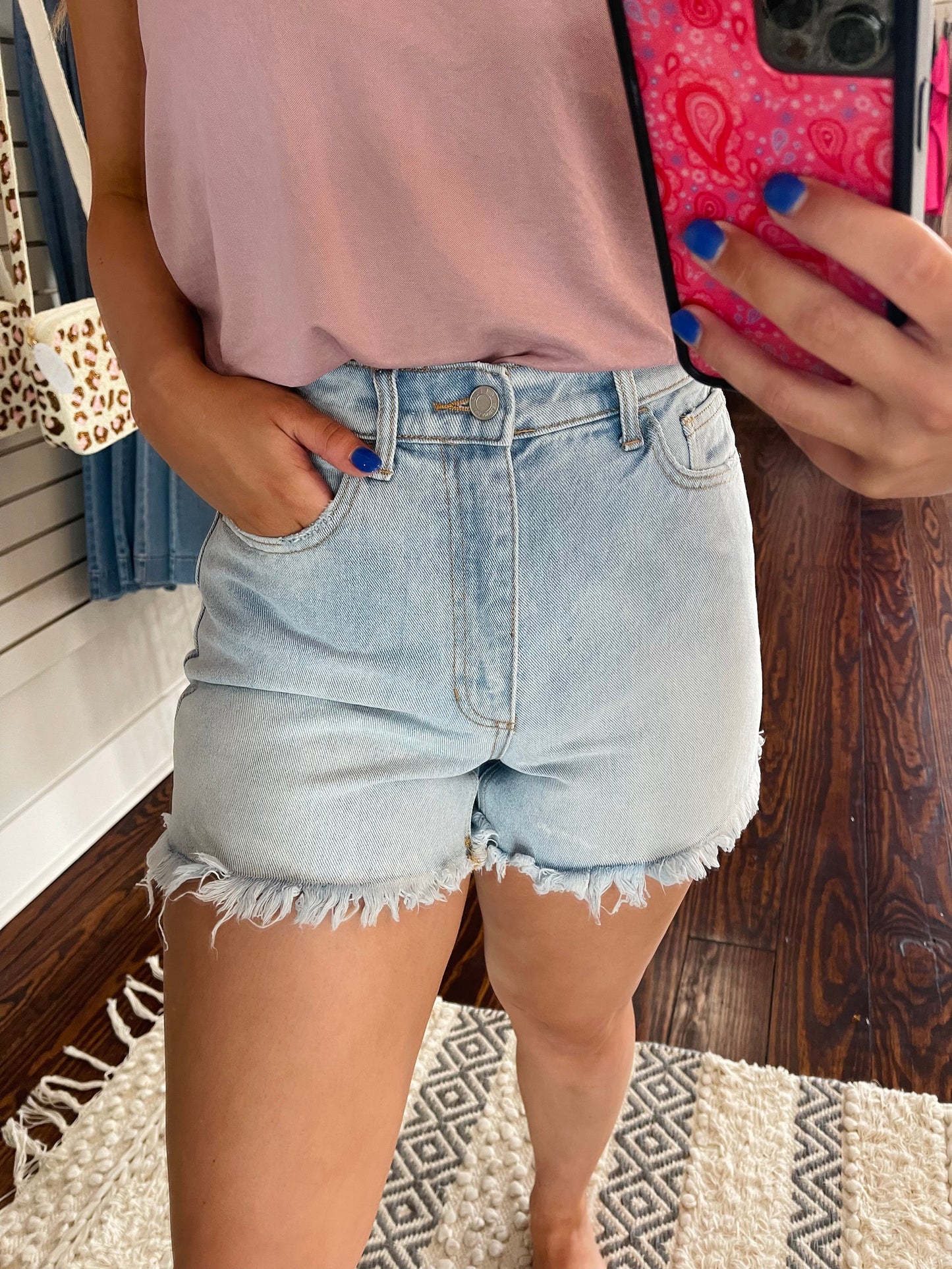 Frayed Denim Mom Shorts