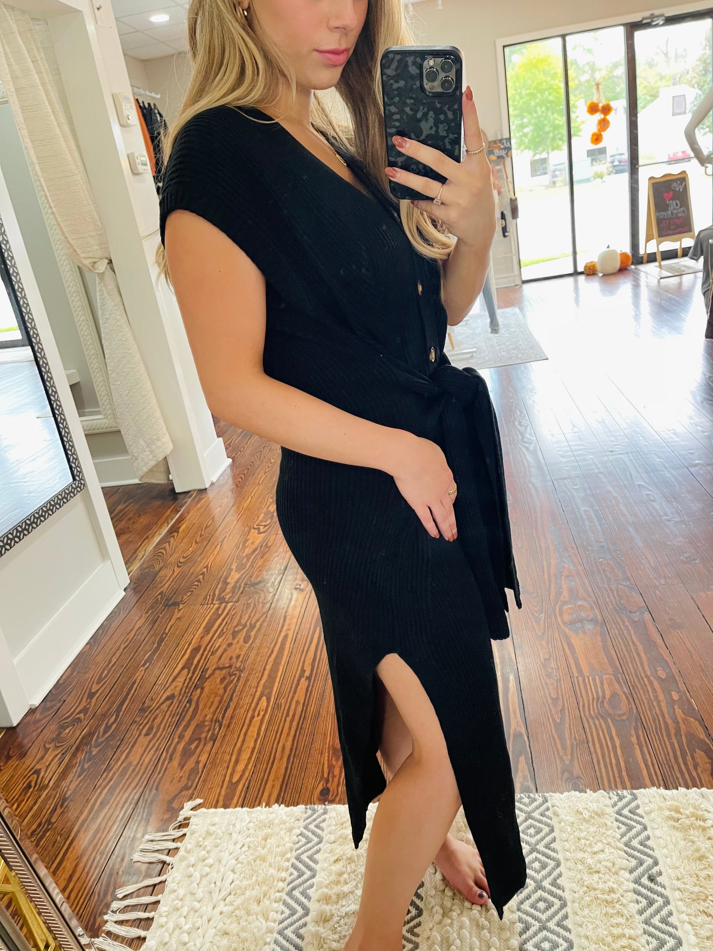 Black Front Tie Dress