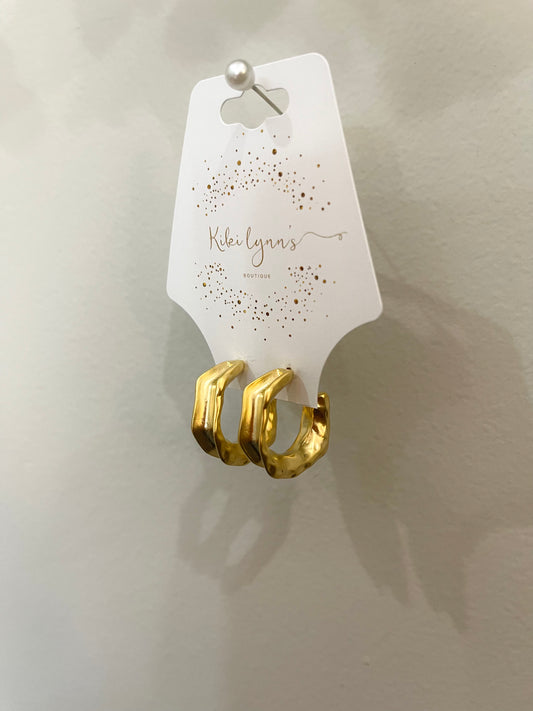 Gold Textured Hoops