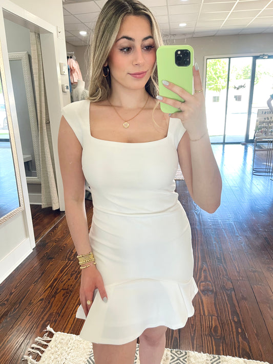 Square Neck White Dress