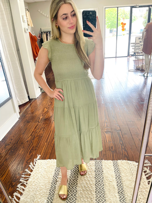 Olive Smocked Dress