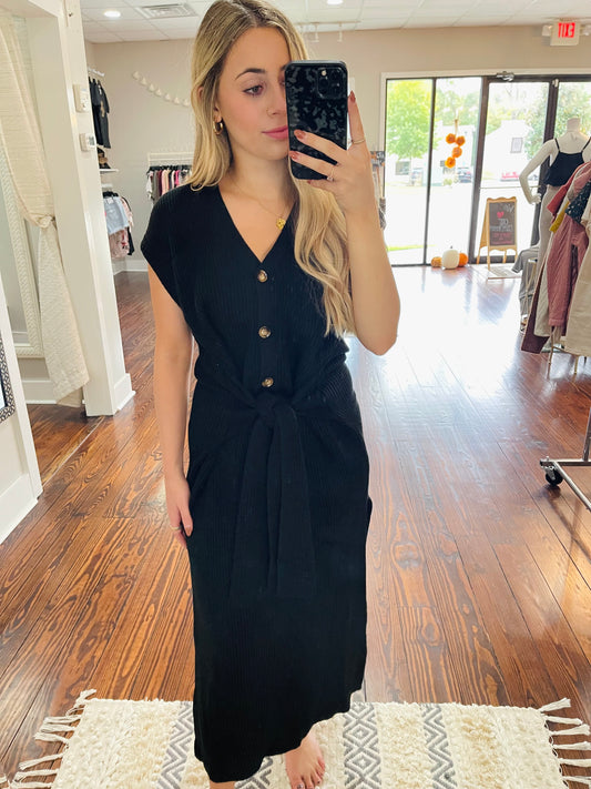 Black Front Tie Dress