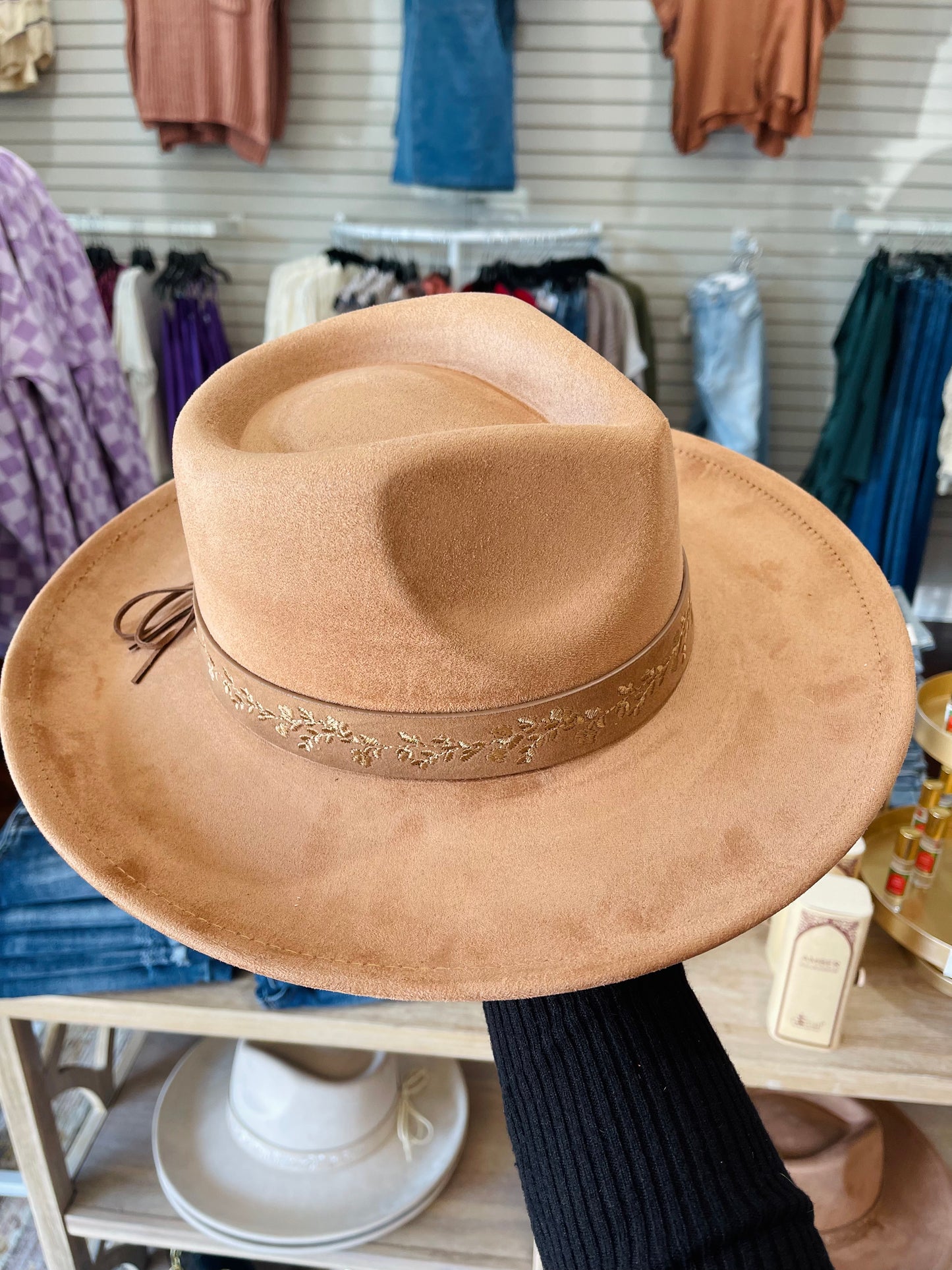 Brown Floral Hat